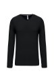 Heren T-shirt lange mouw V Hals Kariban K358 BLACK